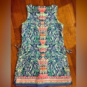 Lilly Pulitzer Blue and Green Patterned Dress w/Shorts Underneath